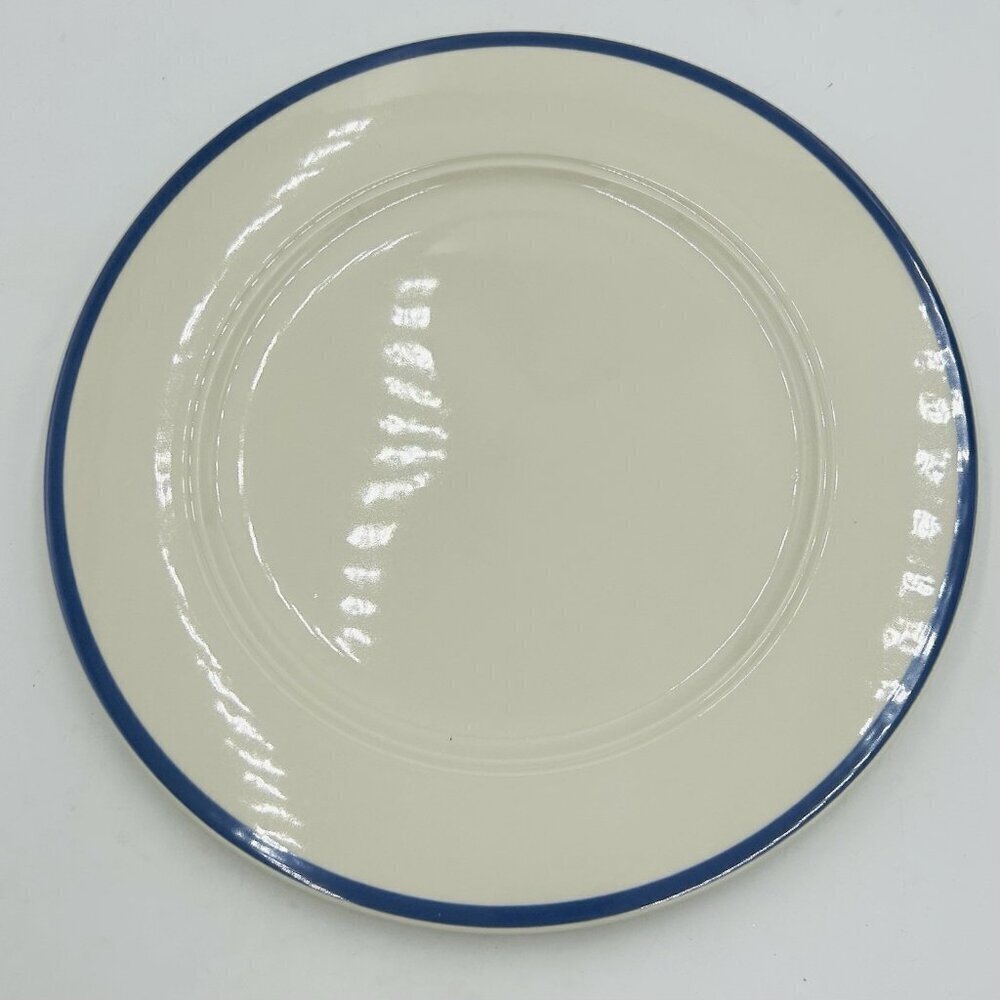 Vintage Homer Laughlin Seville Ivory Blue Rimmed 12" Chop Plate MINT